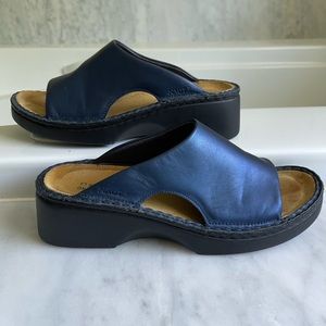Naot Rome Blue Leather Slip Ons/Slides/Wedge